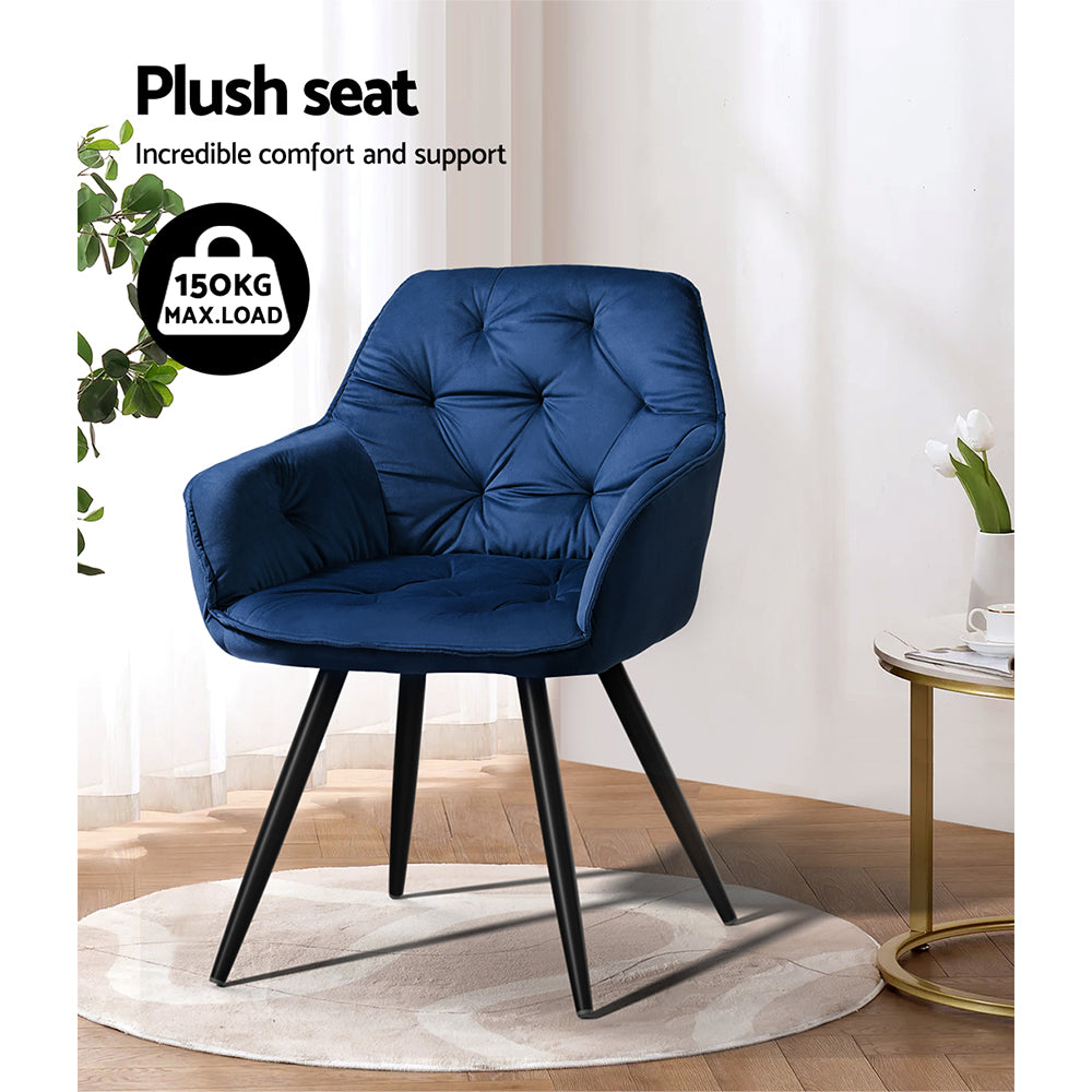 Valentina Velvet Dining Chair - Blue (Set of 2)