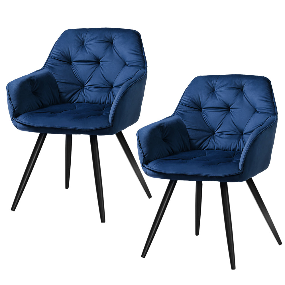 Valentina Velvet Dining Chair - Blue (Set of 2)