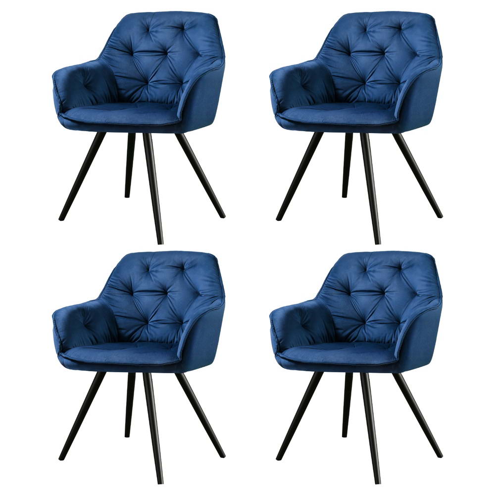 Valentina Velvet Dining Chair - Blue (Set of 4)