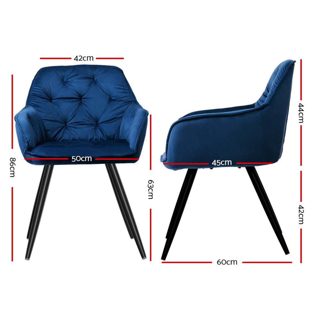 Valentina Velvet Dining Chair - Blue (Set of 4)