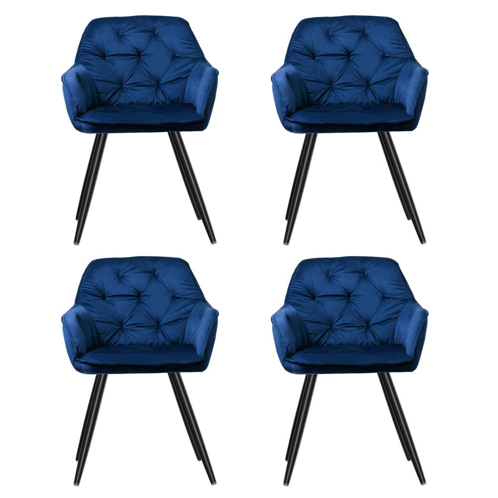 Valentina Velvet Dining Chair - Blue (Set of 4)