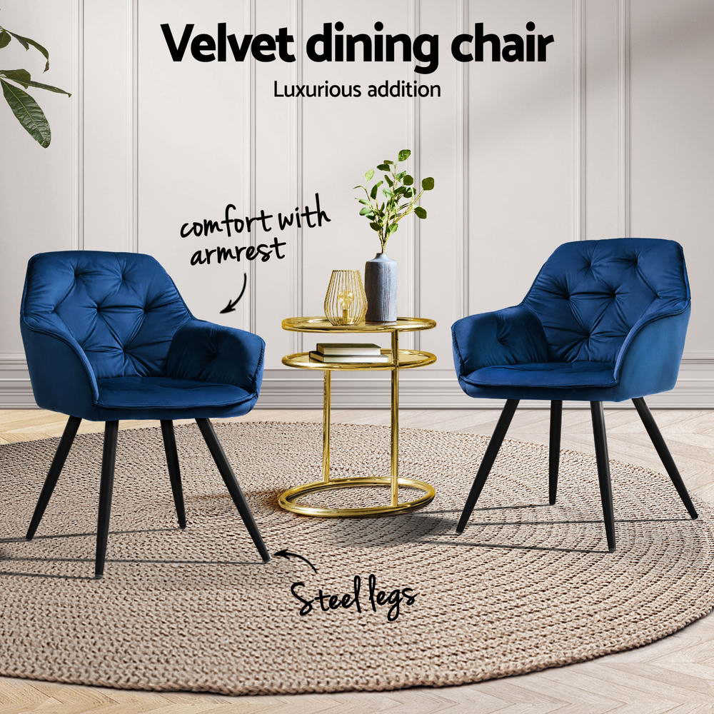 Valentina Velvet Dining Chair - Blue (Set of 4)