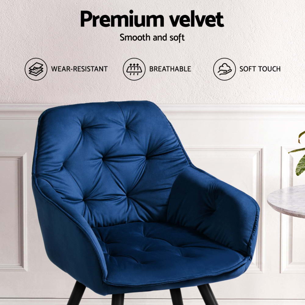 Valentina Velvet Dining Chair - Blue (Set of 4)