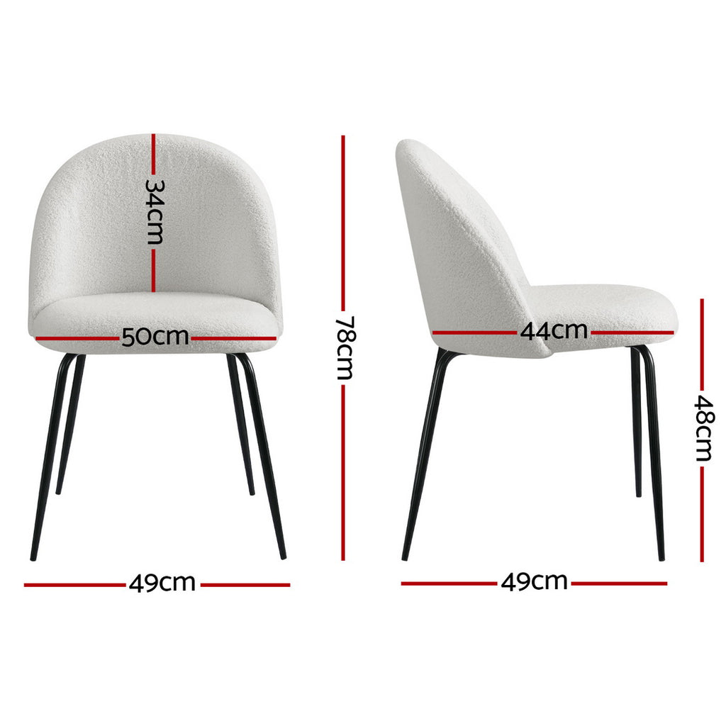 Cleo Boucle Dining Chair - White (Set of 4)