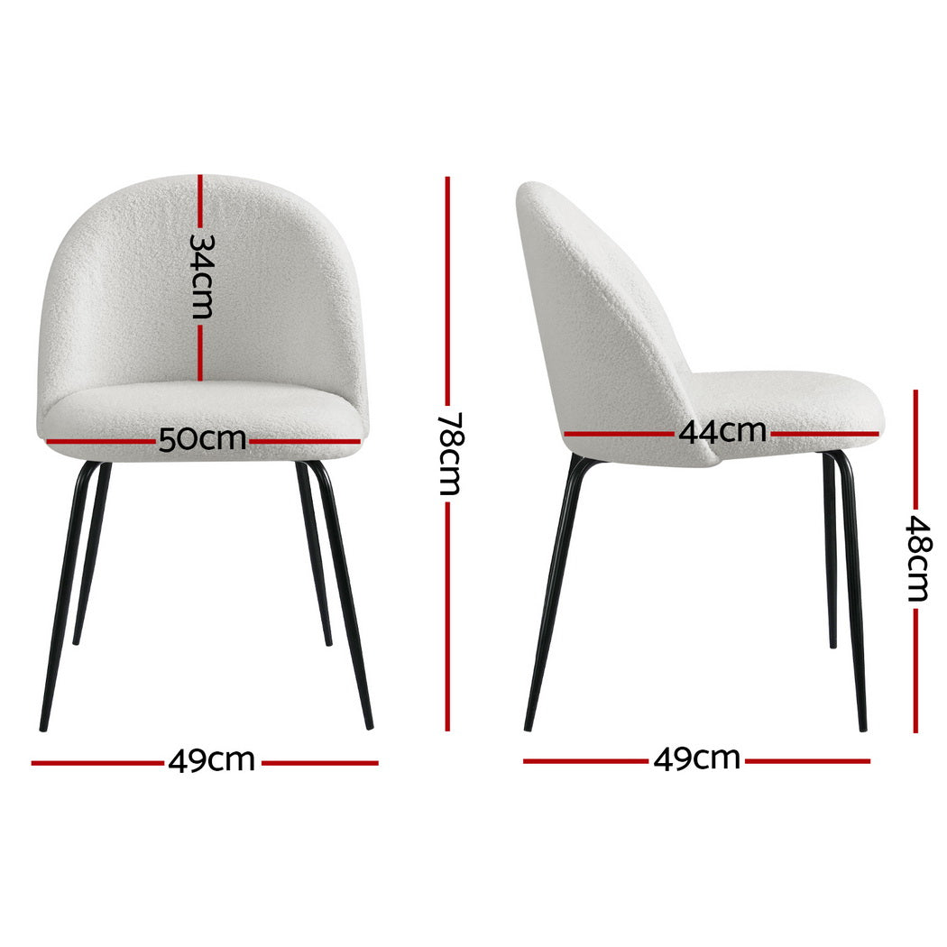 Cleo Boucle Dining Chair - White (Set of 4)