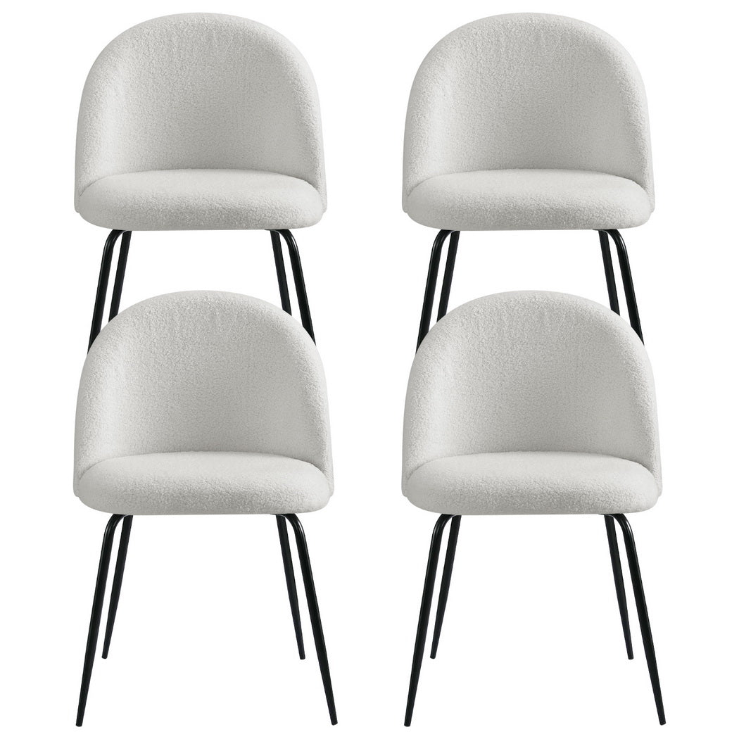 Cleo Boucle Dining Chair - White (Set of 4)