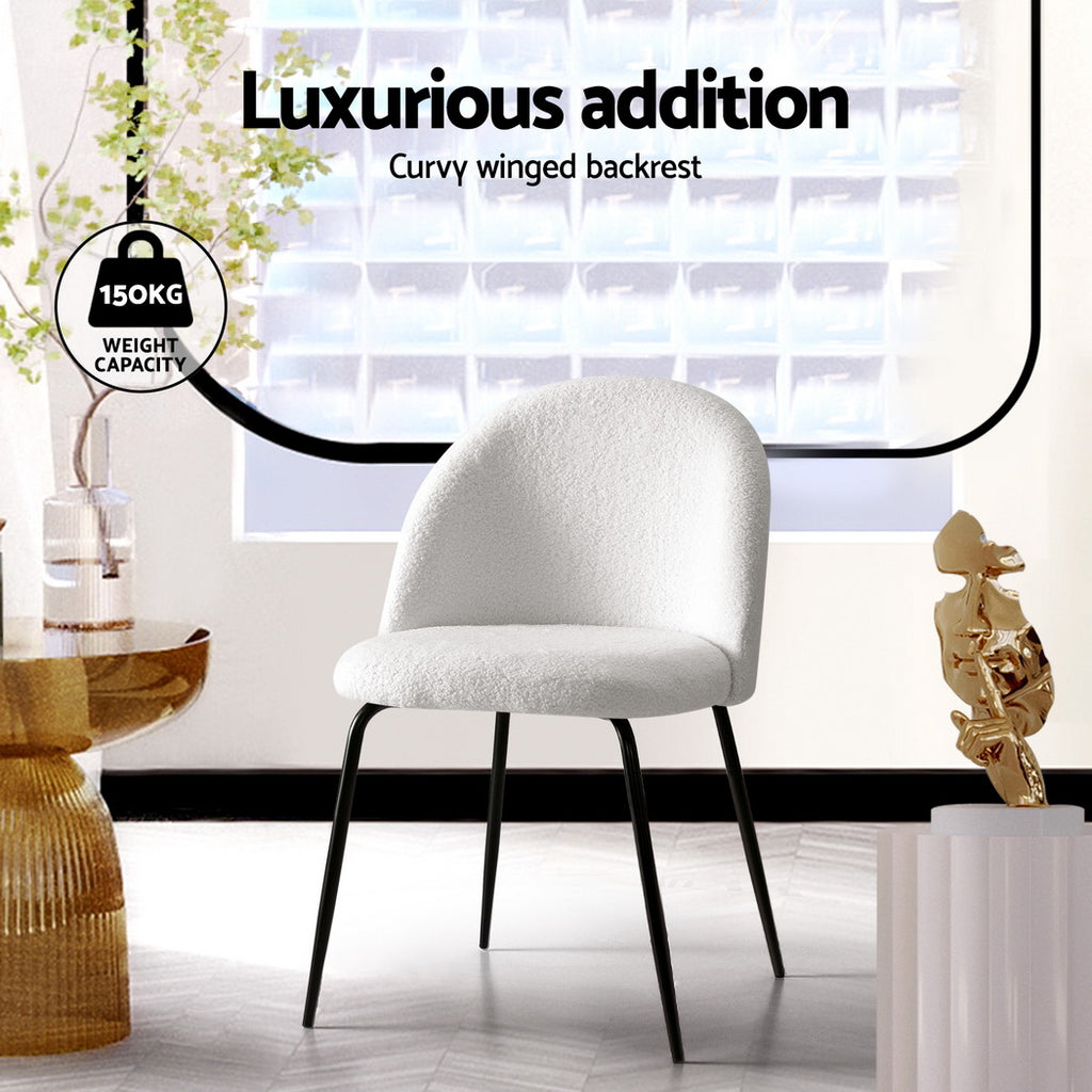 Cleo Boucle Dining Chair - White (Set of 4)