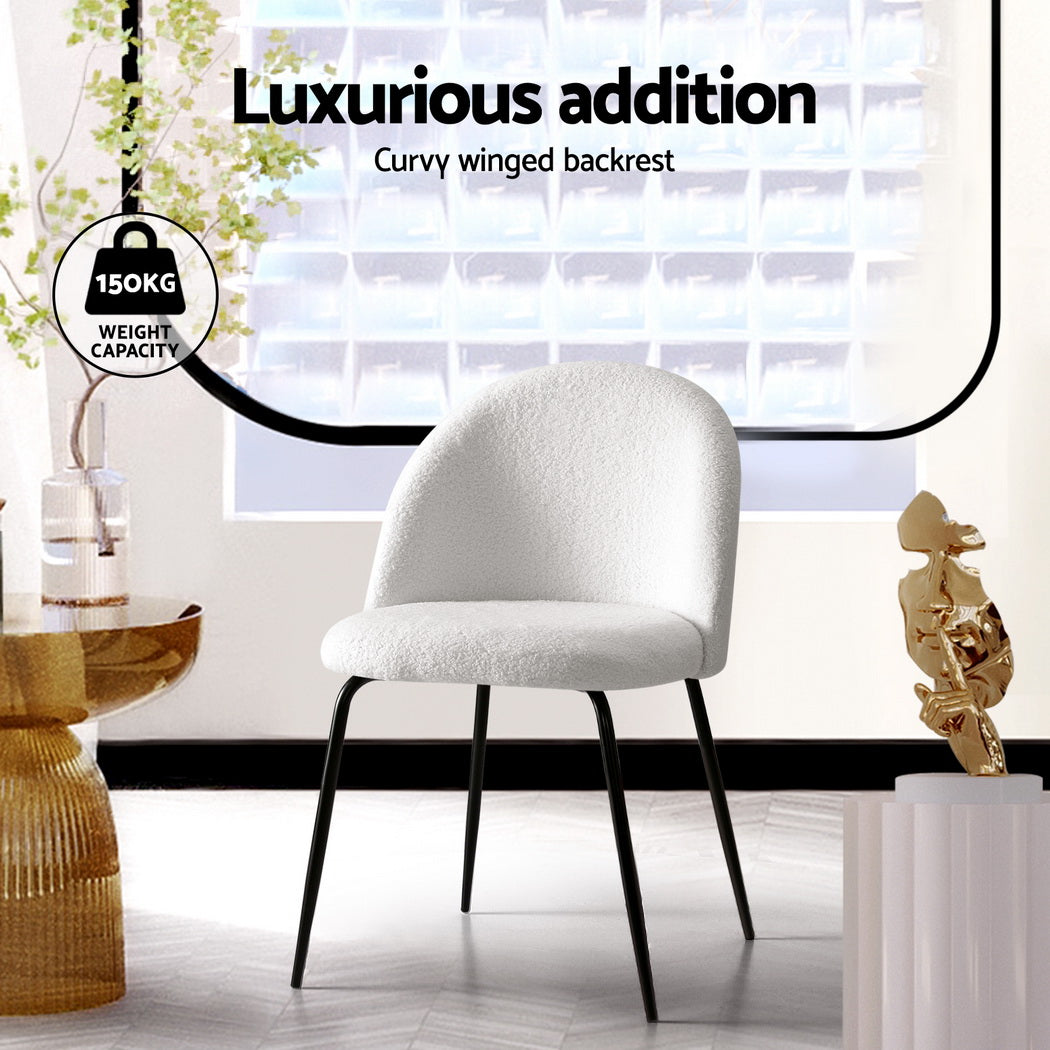 Cleo Boucle Dining Chair - White (Set of 4)