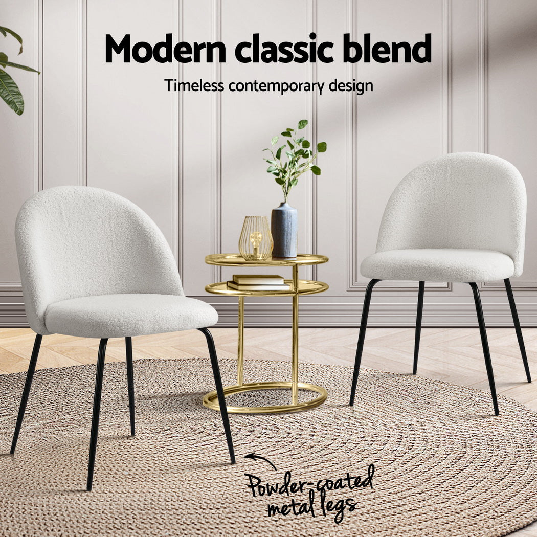 Cleo Boucle Dining Chair - White (Set of 4)