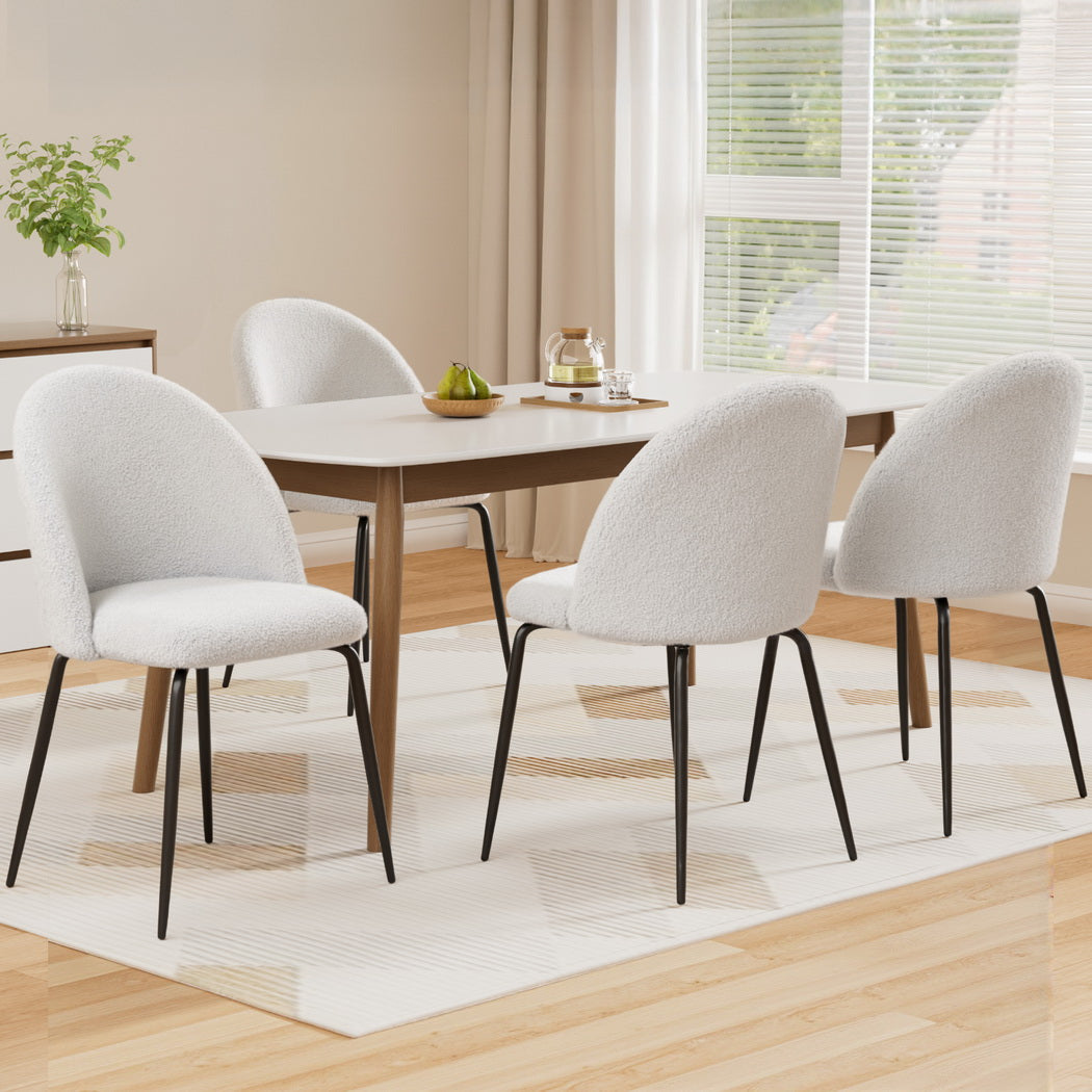 Cleo Boucle Dining Chair - White (Set of 4)