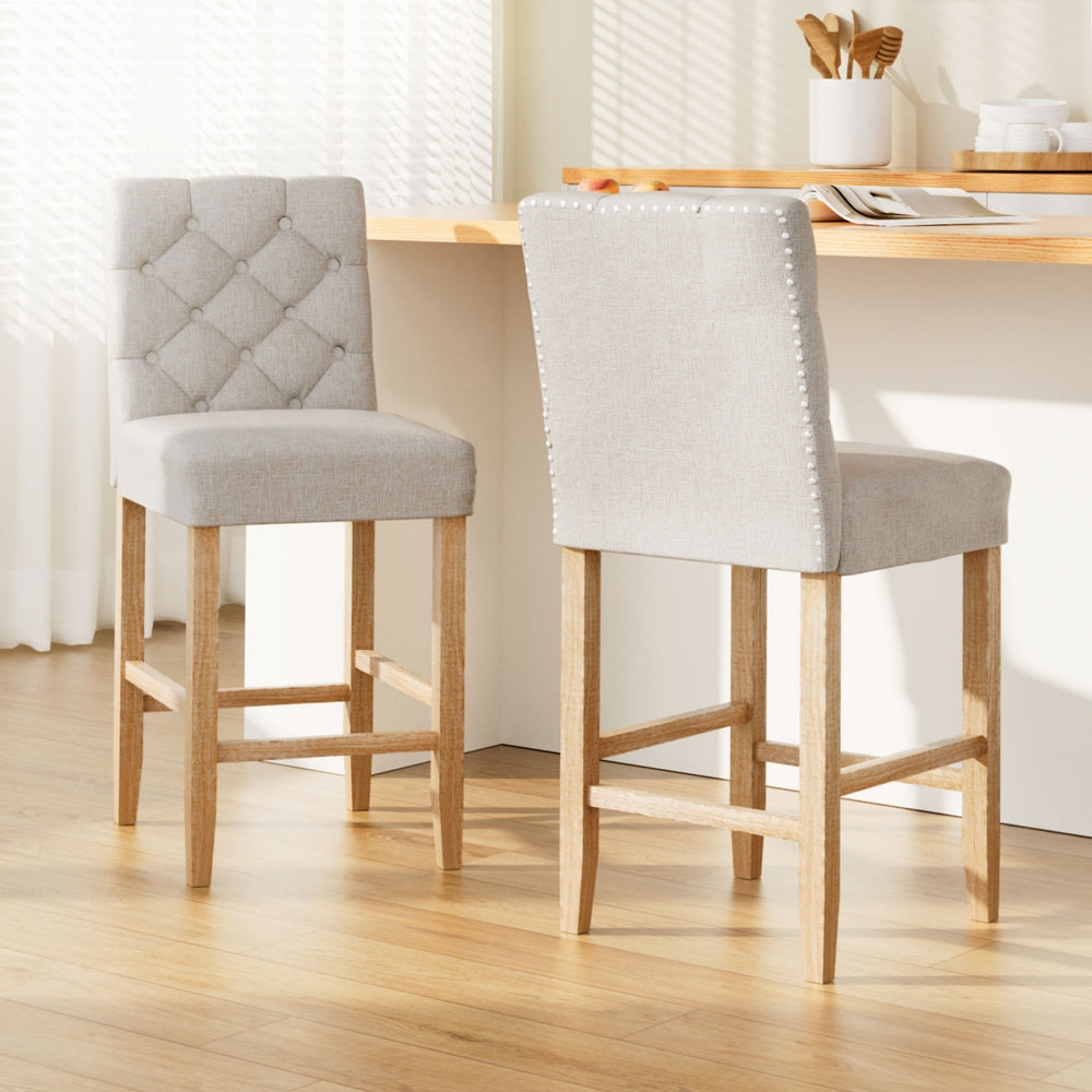Willa Linen Counter Stool - Beige (Set of 2)