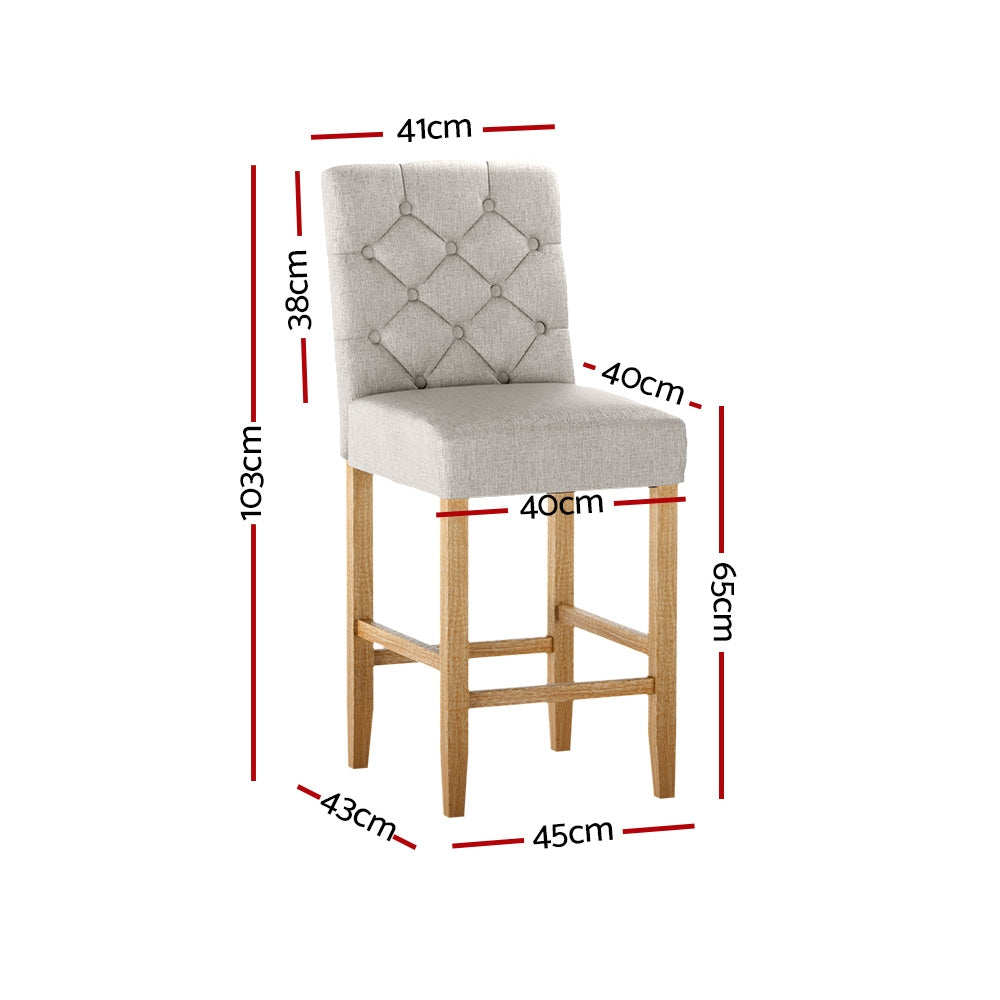 Willa Linen Counter Stool - Beige (Set of 2)