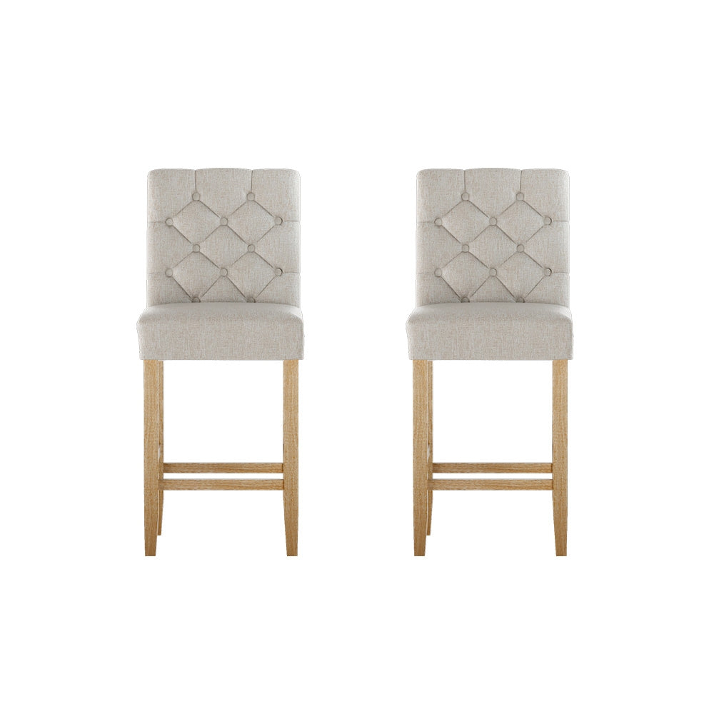 Willa Linen Counter Stool - Beige (Set of 2)