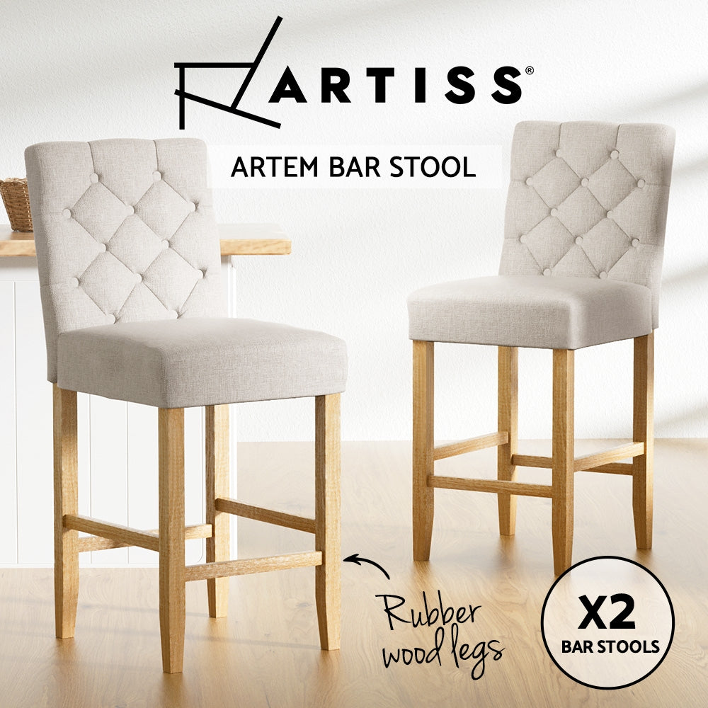 Willa Linen Counter Stool - Beige (Set of 2)
