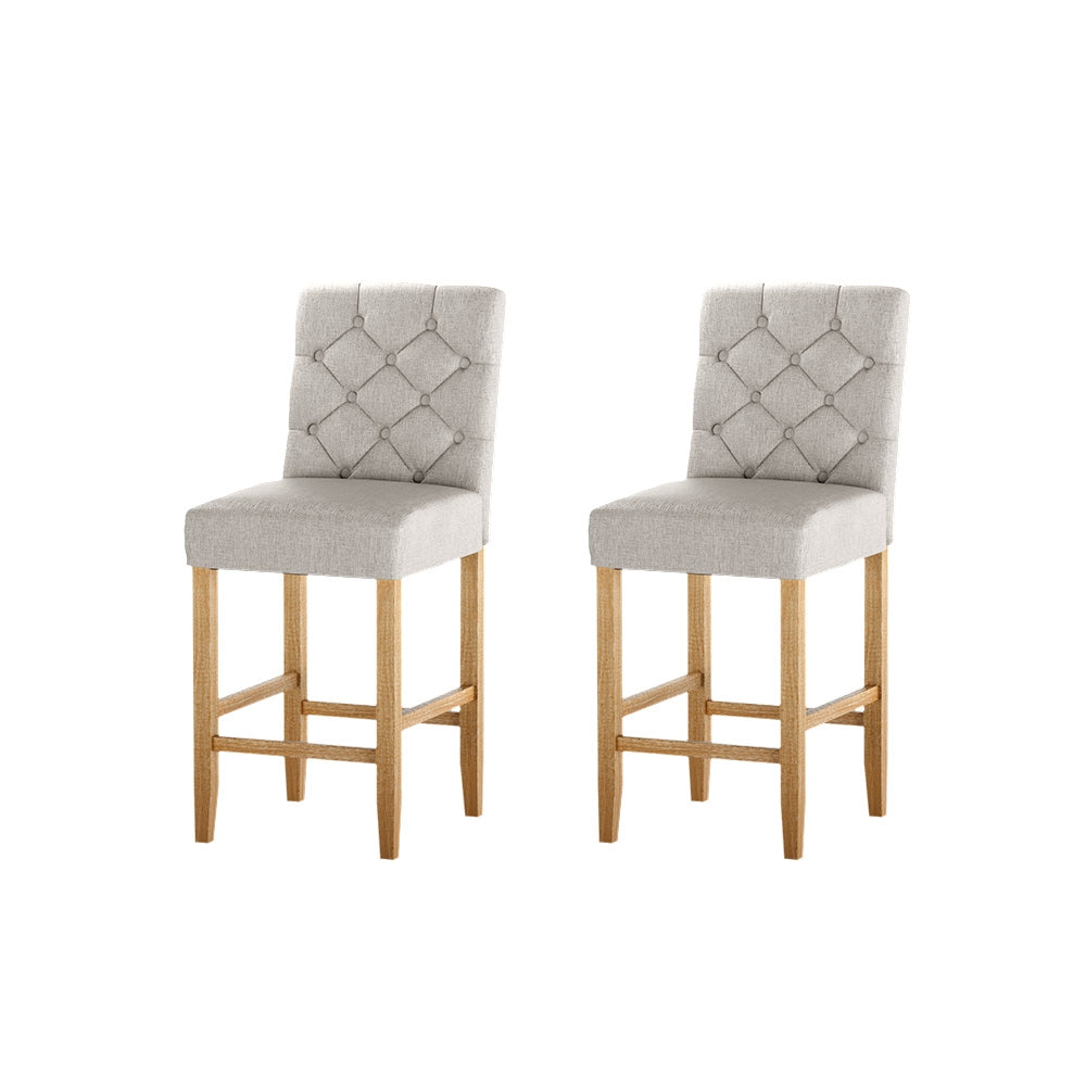 Willa Linen Counter Stool - Beige (Set of 2)