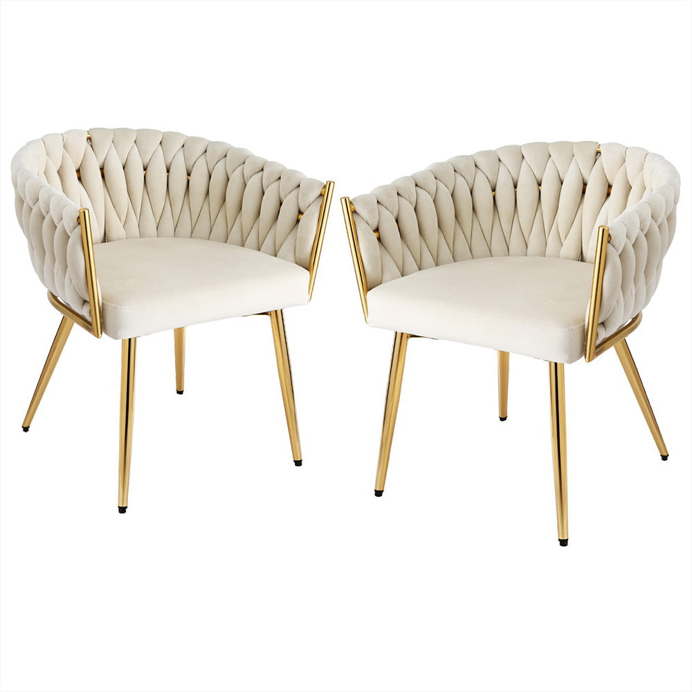 Amelie Velvet Dining Chair - Beige (Set of 2)