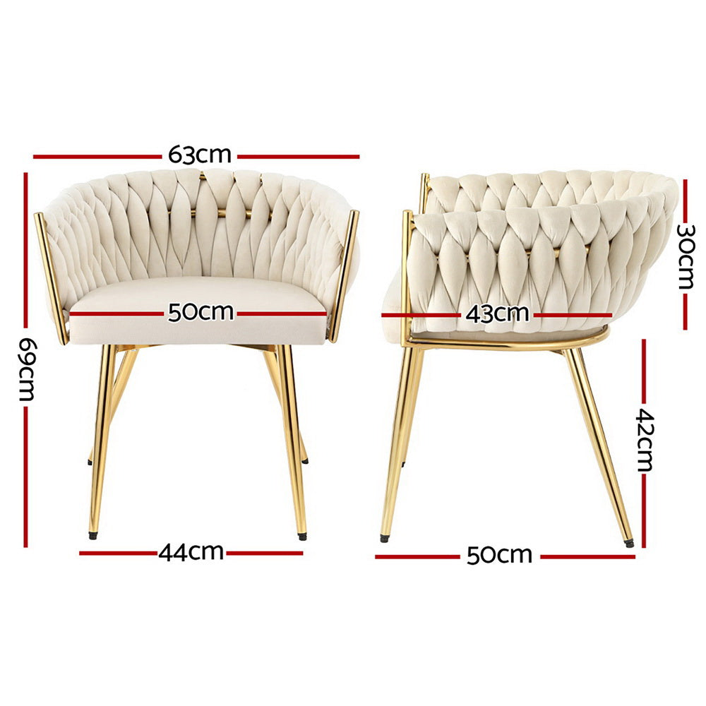 Amelie Velvet Dining Chair - Beige (Set of 2)