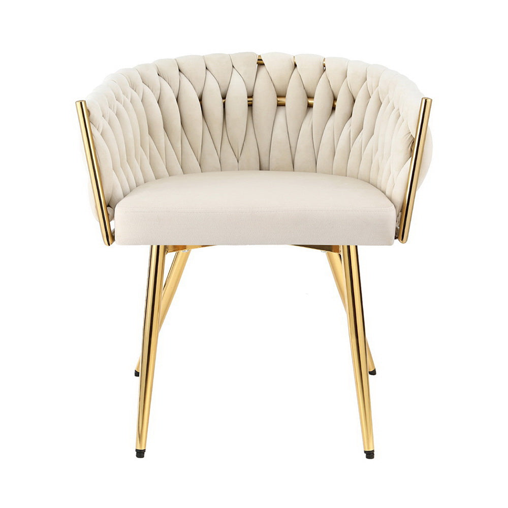 Amelie Velvet Dining Chair - Beige (Set of 2)