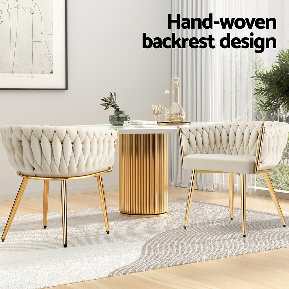 Amelie Velvet Dining Chair - Beige (Set of 2)