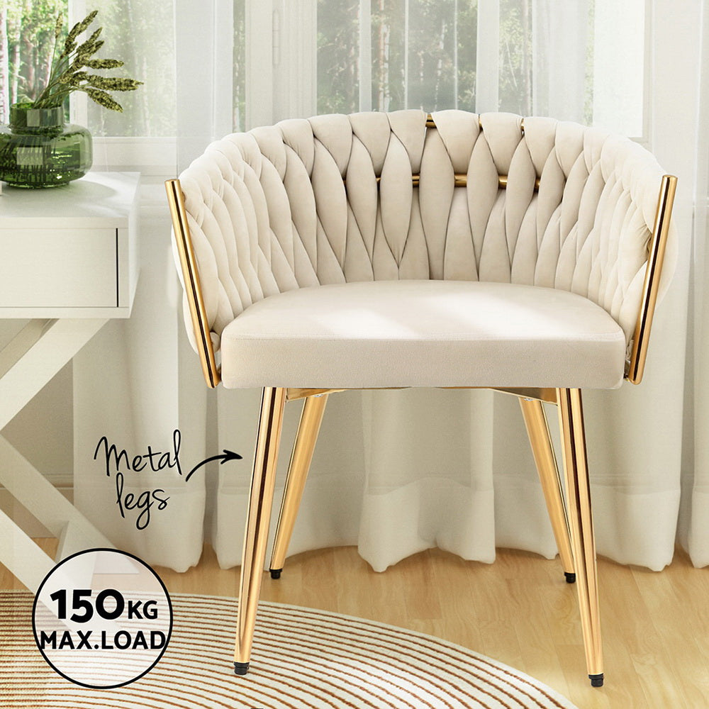 Amelie Velvet Dining Chair - Beige (Set of 2)