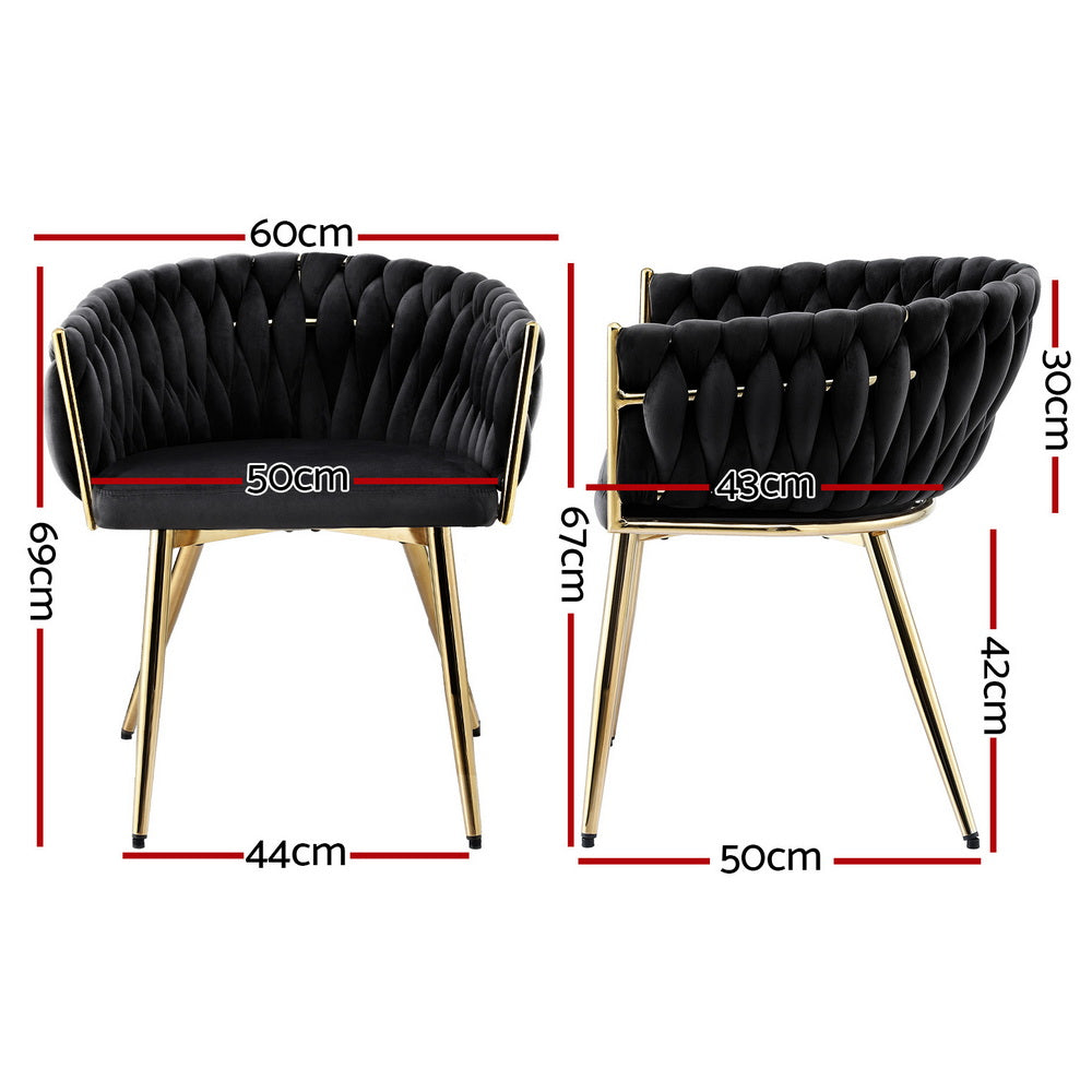 Amelie Velvet Dining Chair - Black