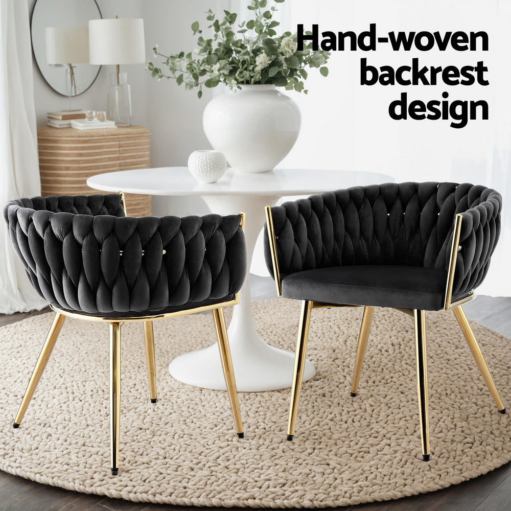 Amelie Velvet Dining Chair - Black