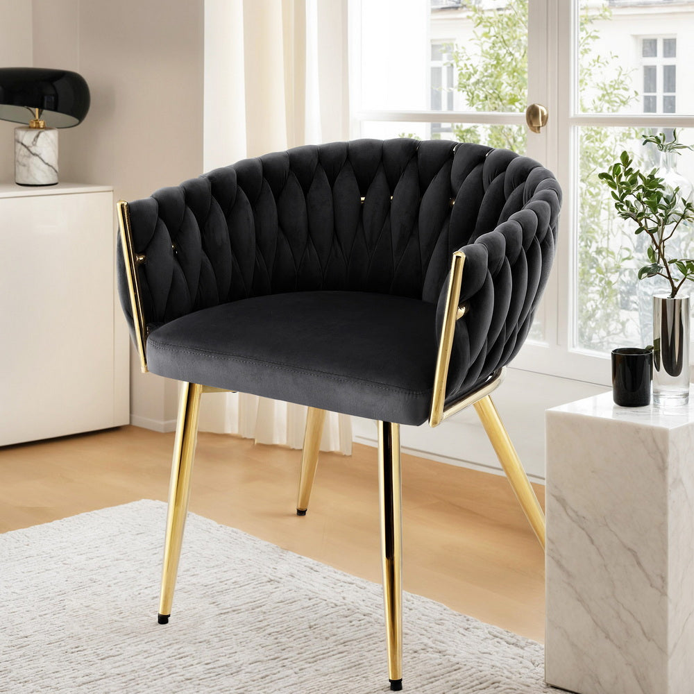 Amelie Velvet Dining Chair - Black