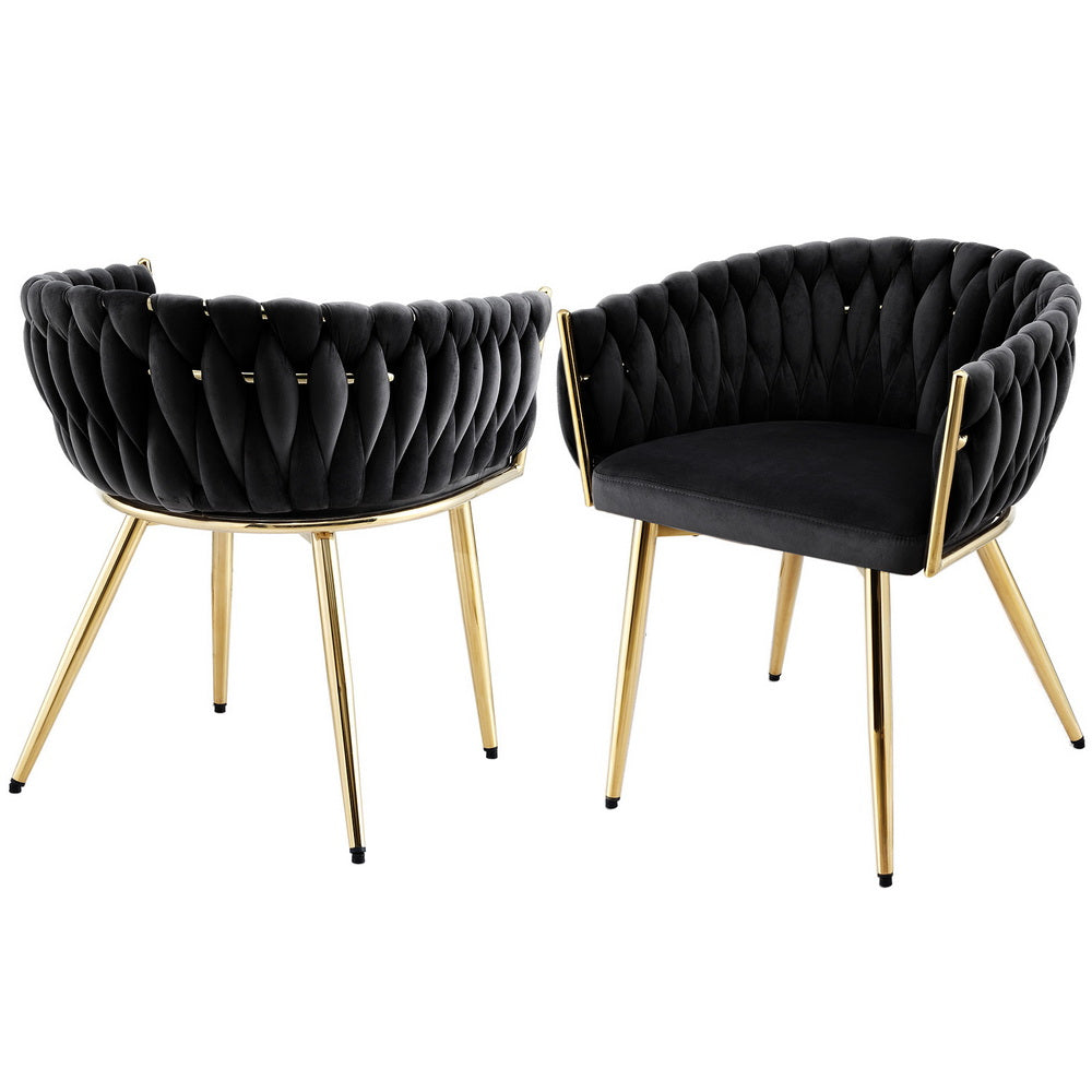 Amelie Velvet Dining Chair - Black (Set of 2)