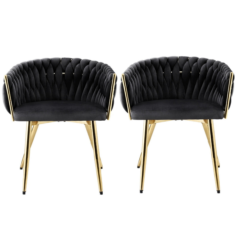 Amelie Velvet Dining Chair - Black (Set of 2)