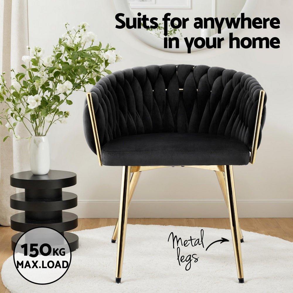 Amelie Velvet Dining Chair - Black (Set of 2)