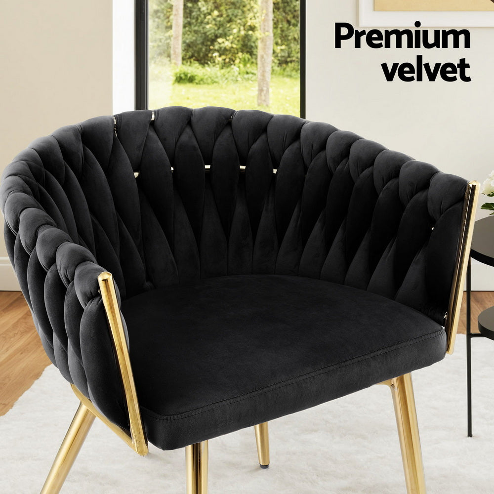 Amelie Velvet Dining Chair - Black (Set of 2)
