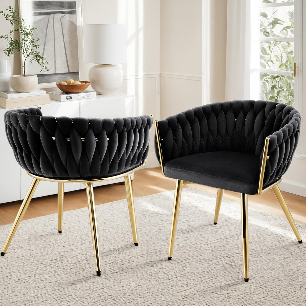 Amelie Velvet Dining Chair - Black (Set of 2)
