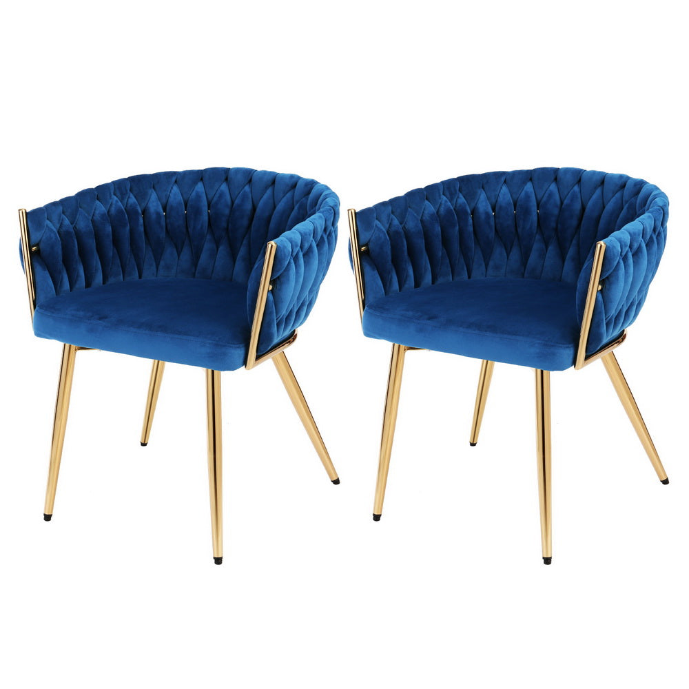 Amelie Velvet Dining Chair - Blue (Set of 2)