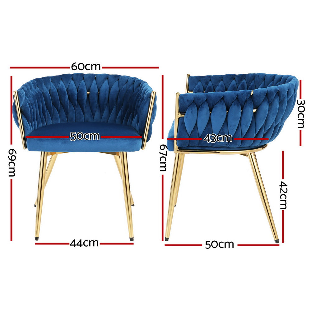 Amelie Velvet Dining Chair - Blue (Set of 2)