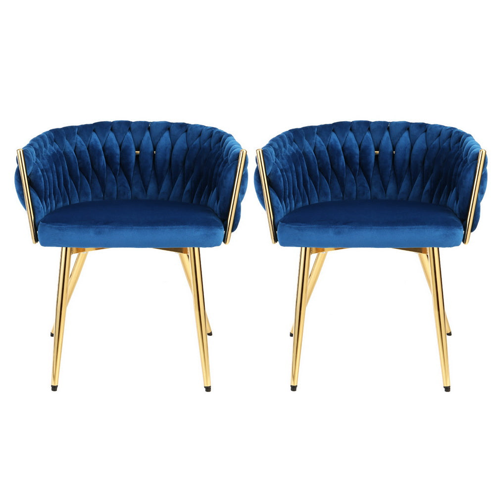 Amelie Velvet Dining Chair - Blue (Set of 2)