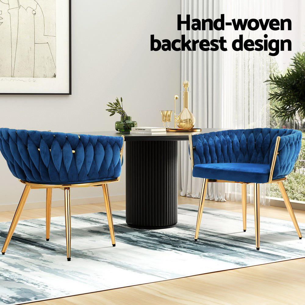 Amelie Velvet Dining Chair - Blue (Set of 2)