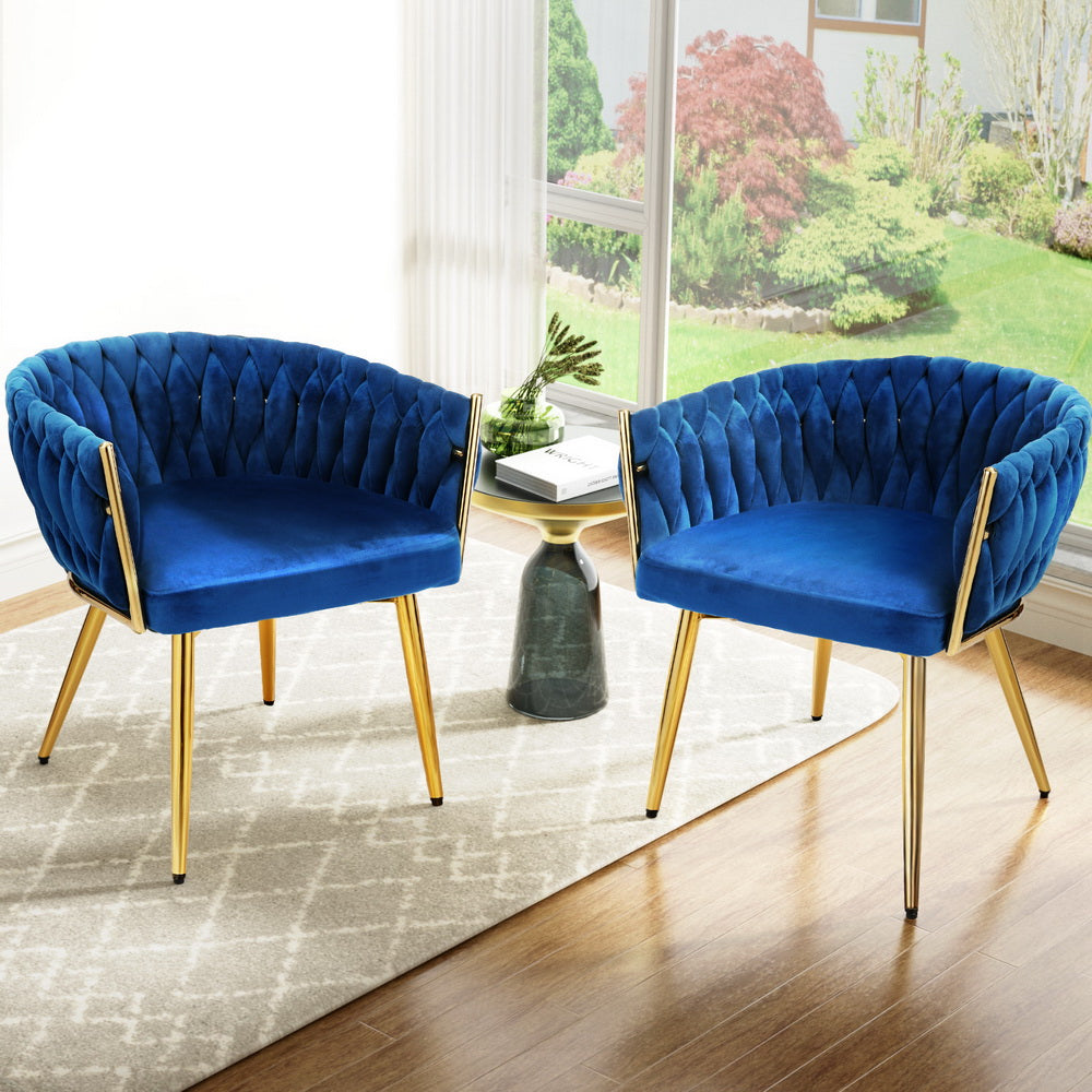 Amelie Velvet Dining Chair - Blue (Set of 2)