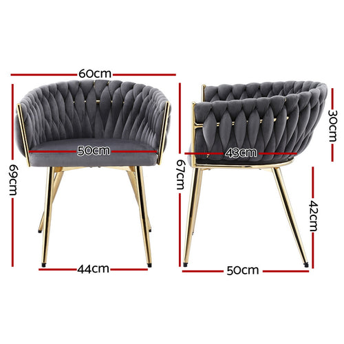 Amelie Velvet Dining Chair - Grey