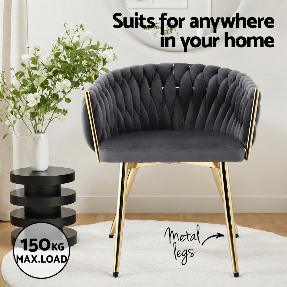 Amelie Velvet Dining Chair - Grey