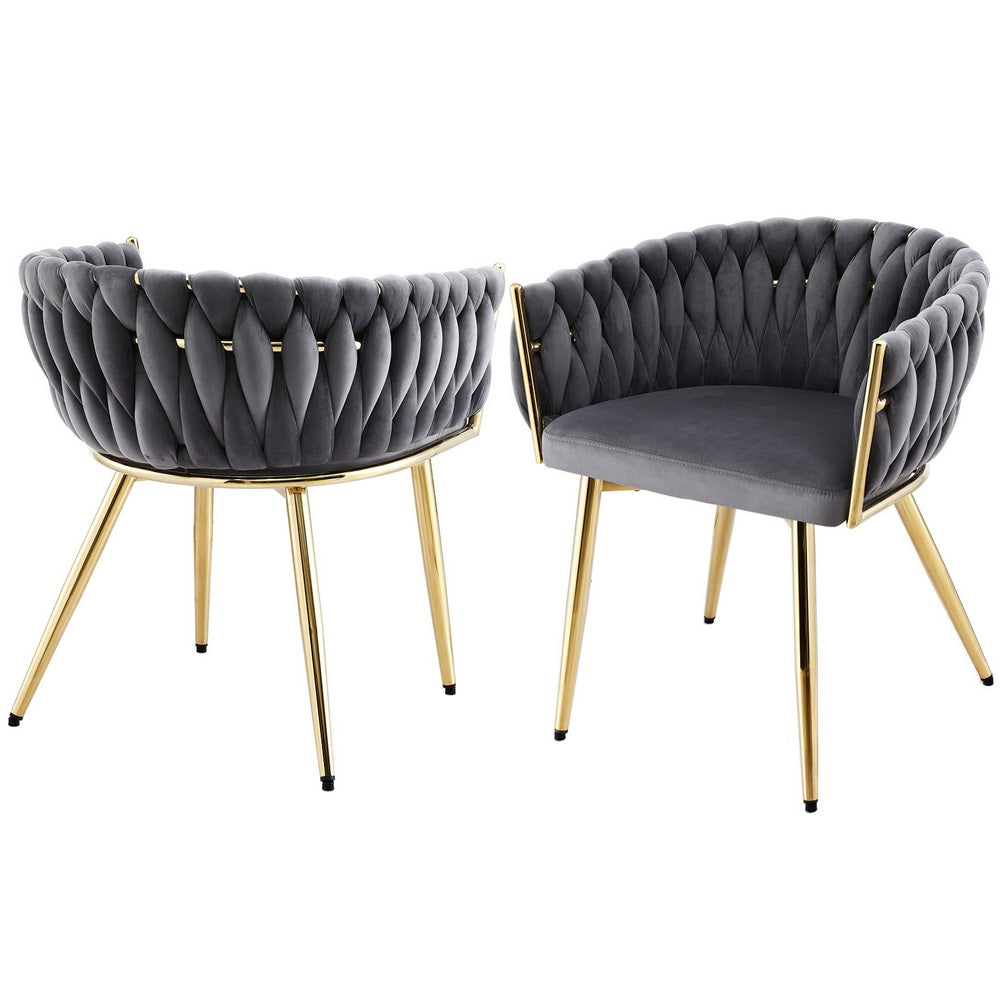 Amelie Velvet Dining Chair - Grey (Set of 2)