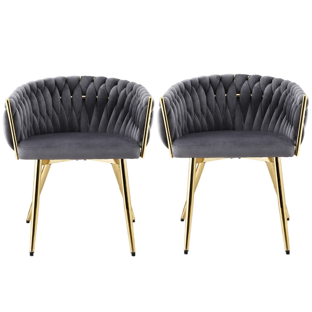 Amelie Velvet Dining Chair - Grey (Set of 2)