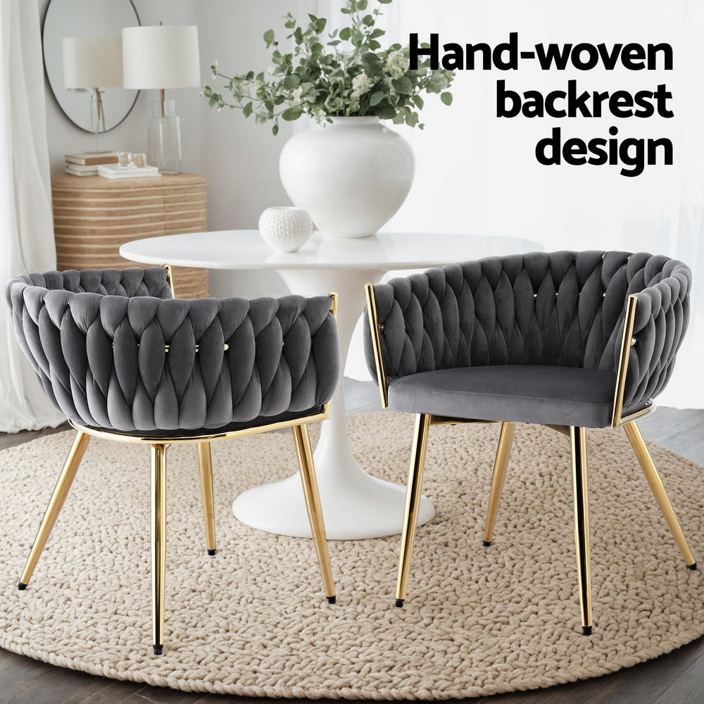 Amelie Velvet Dining Chair - Grey (Set of 2)