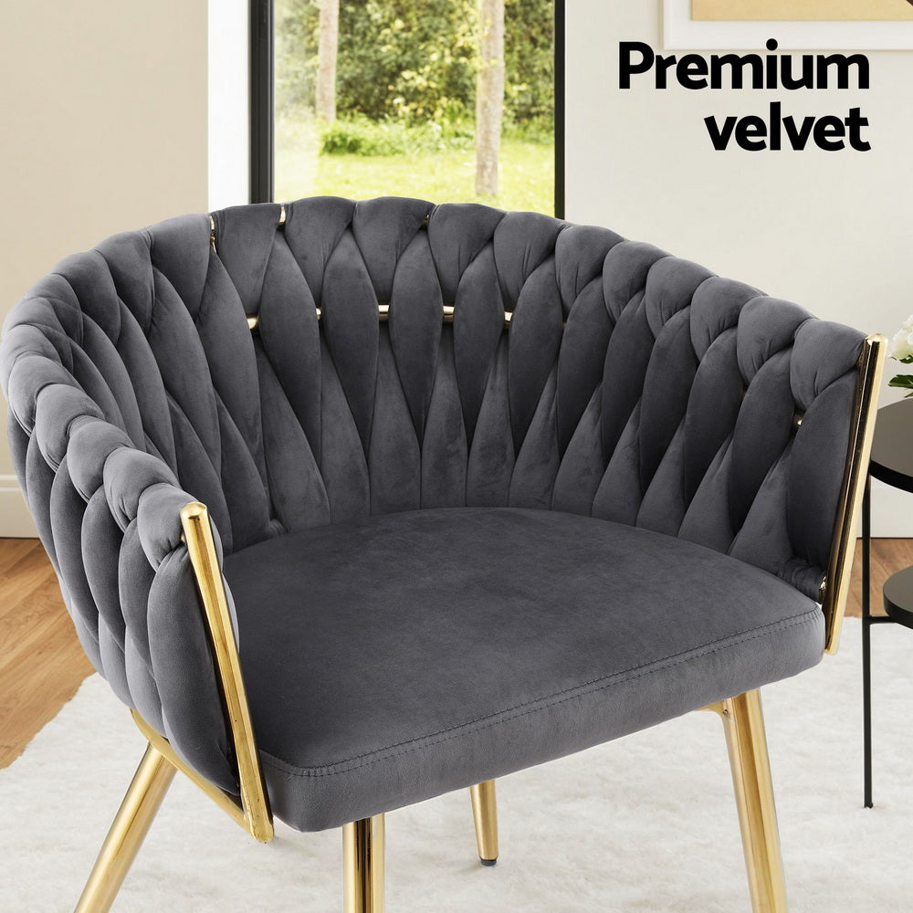Amelie Velvet Dining Chair - Grey (Set of 2)