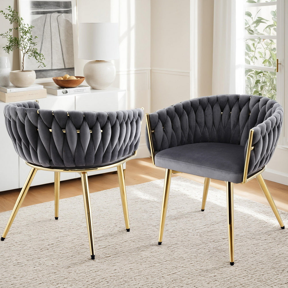 Amelie Velvet Dining Chair - Grey (Set of 2)