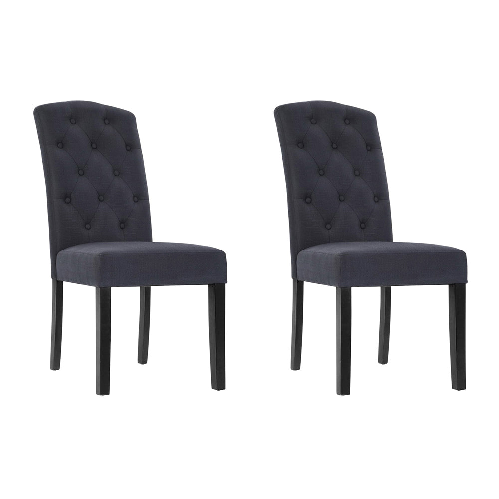 Beatrice Linen Dining Chair - Dark Grey (Set of 2)