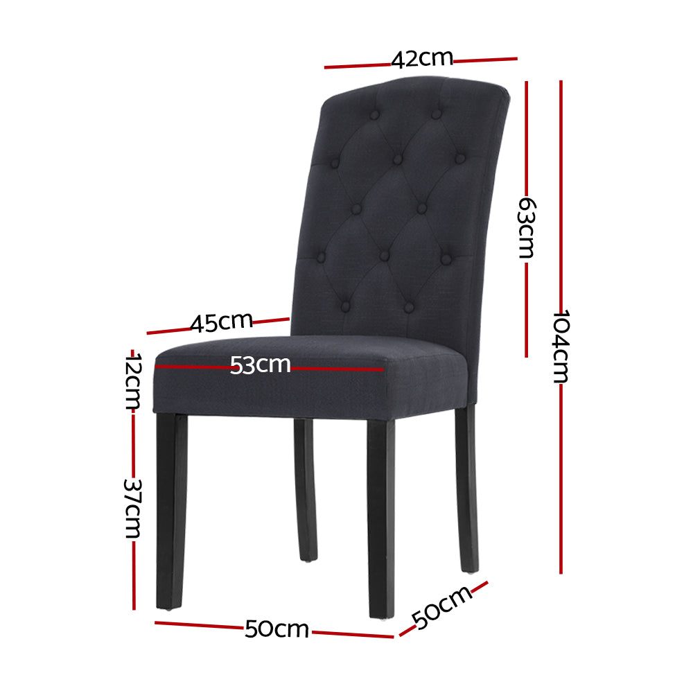 Beatrice Linen Dining Chair - Dark Grey (Set of 2)