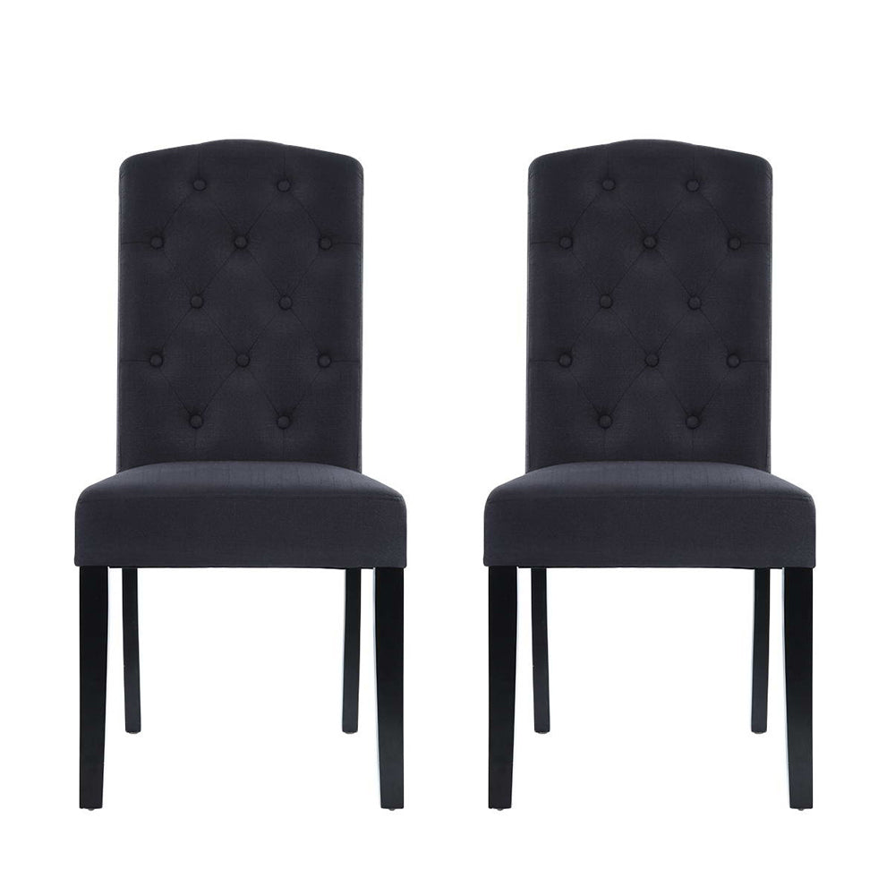 Beatrice Linen Dining Chair - Dark Grey (Set of 2)