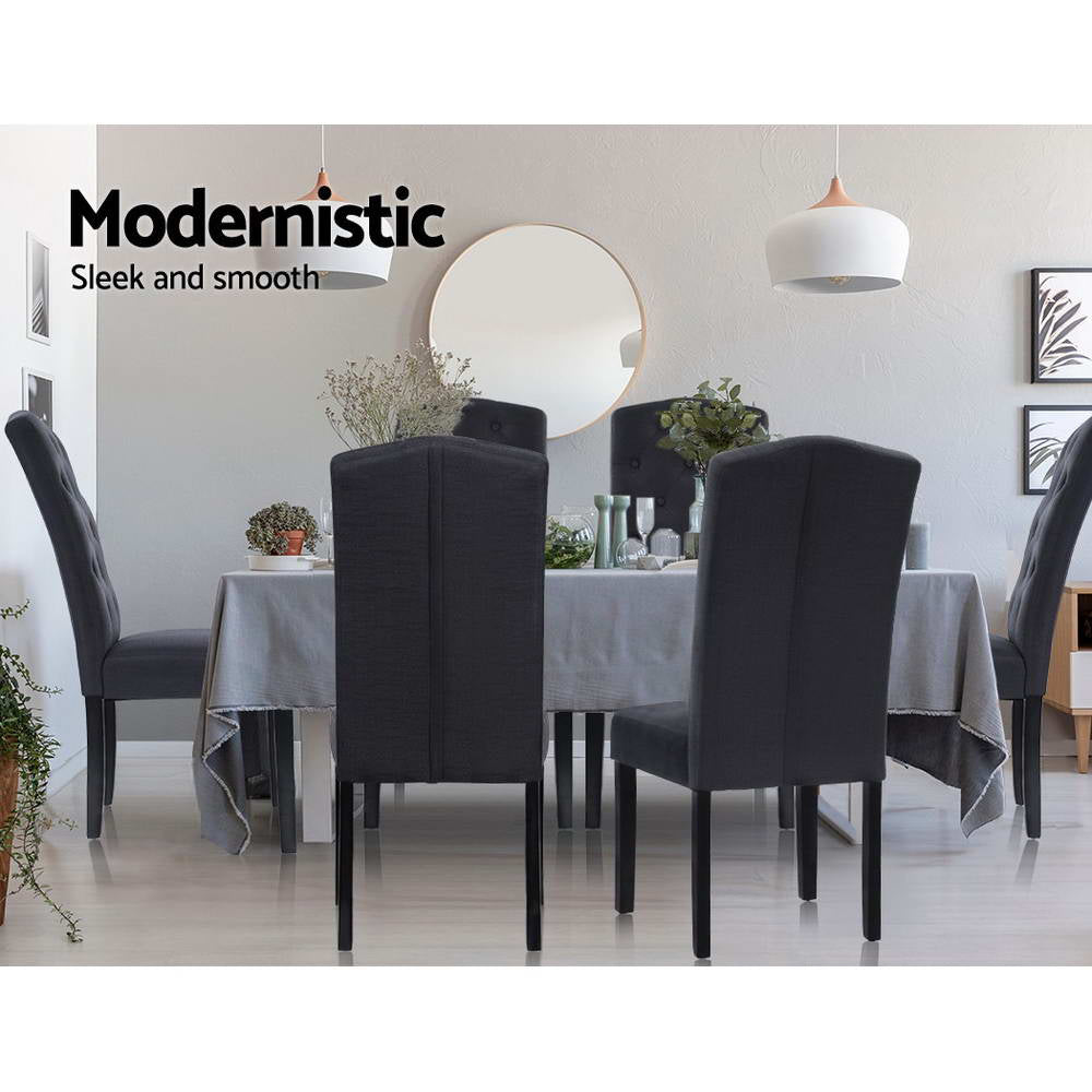 Beatrice Linen Dining Chair - Dark Grey (Set of 2)