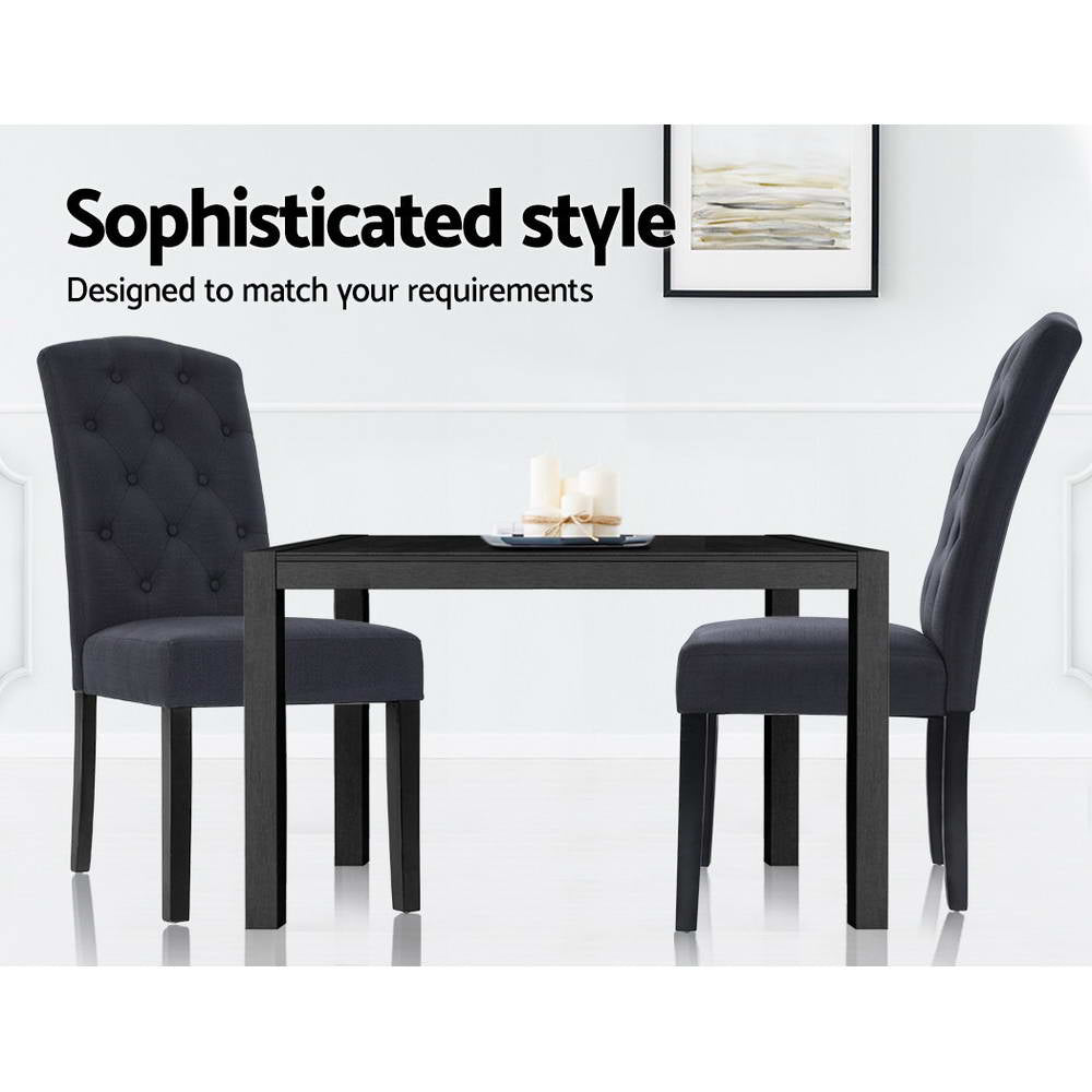 Beatrice Linen Dining Chair - Dark Grey (Set of 2)