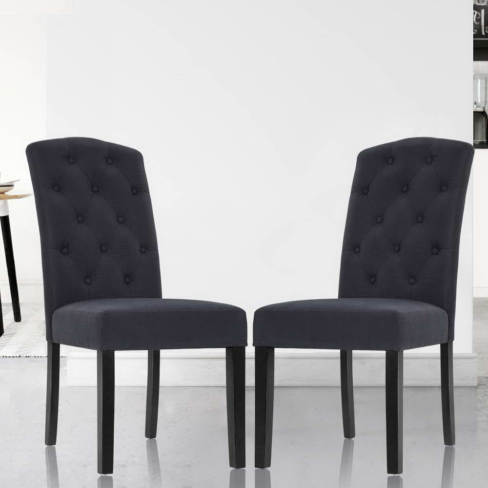 Beatrice Linen Dining Chair - Dark Grey (Set of 2)